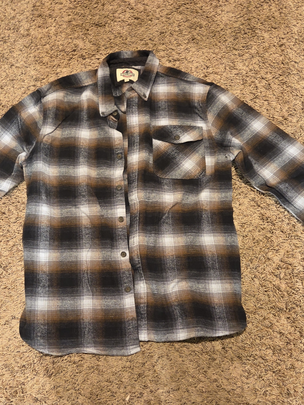 Men's Plaid Button-Up Shirt in Black & Brown